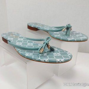 Nanette™by Nanette Lepore® Aqua Signature Melanie Leather Thong Sandals Size 8.5